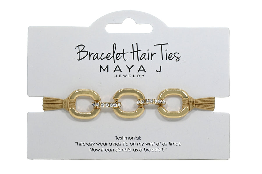 Bracelet Hair Ties: Tan with Gold & Crystal
