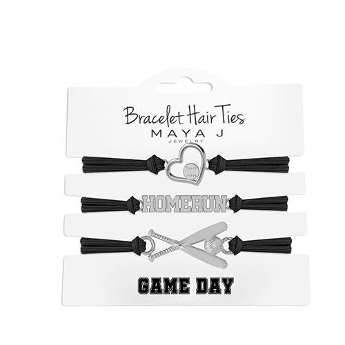 Bracelet Hair Ties: Softball Silver