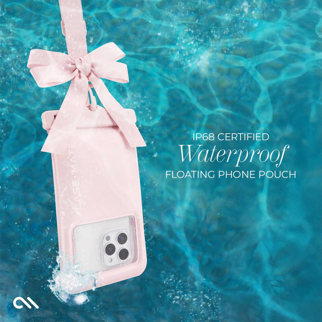 Blush Pink Bow Waterproof Floating Phone Pouch