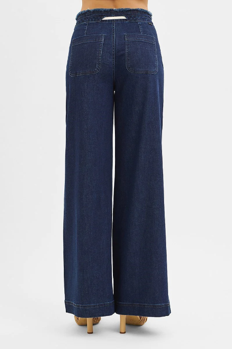 Risen - Mid Rise Wide Leg Pant with Drawstring