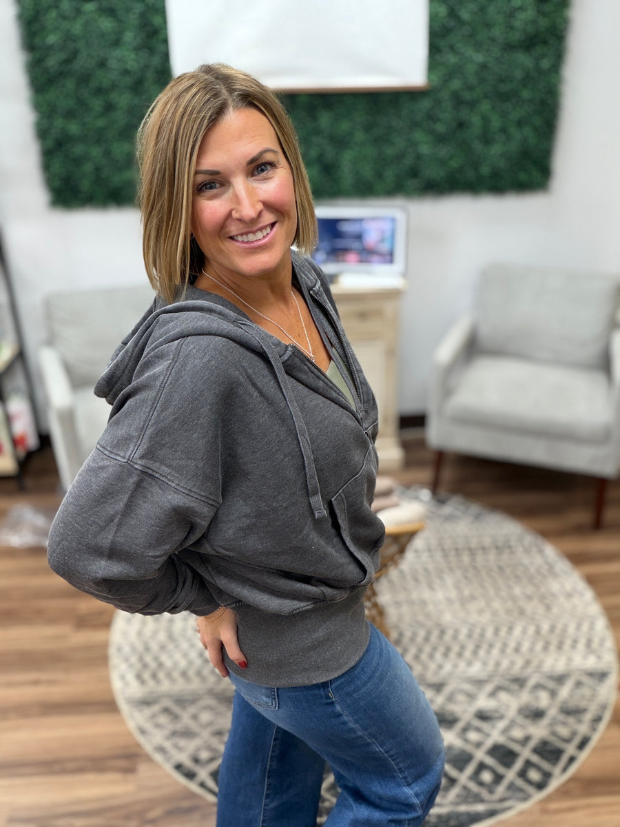 Fleece Hoodie Jacket with Tapered Sleeves