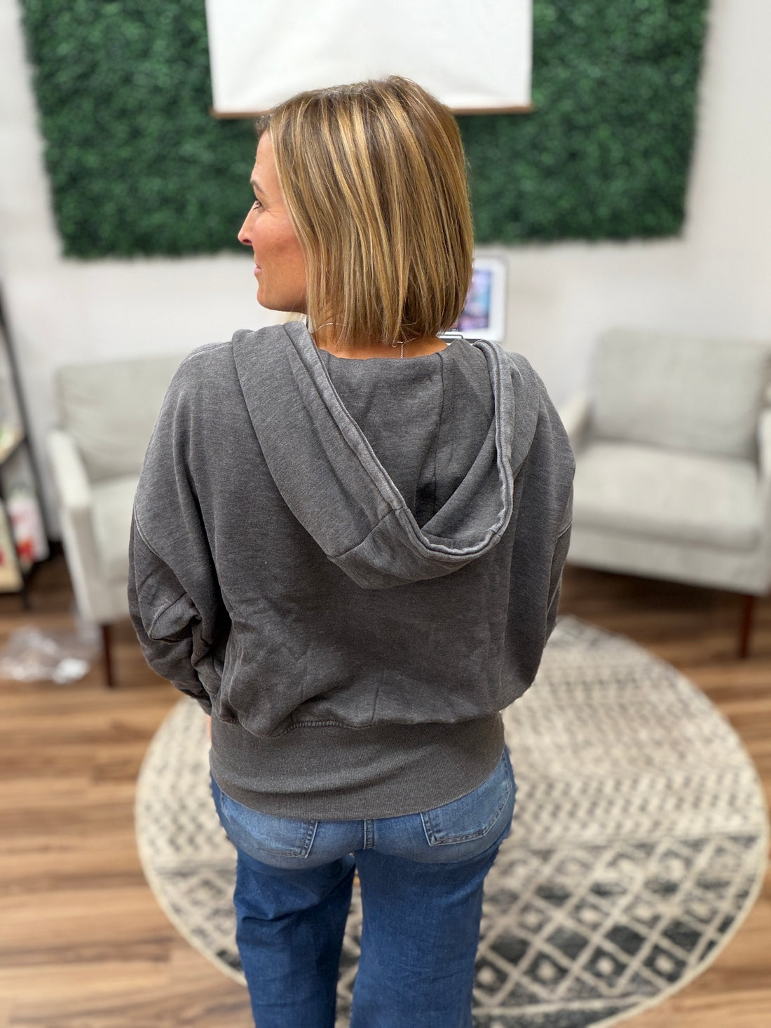 Fleece Hoodie Jacket with Tapered Sleeves