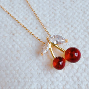 Jewel Cherry Pendant Necklace | Special Order