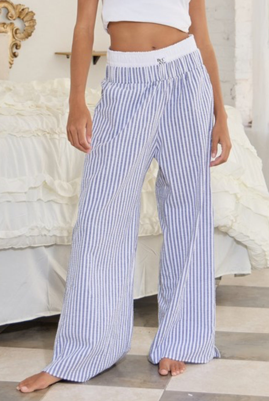 Striped Seersucker Boxer Pants