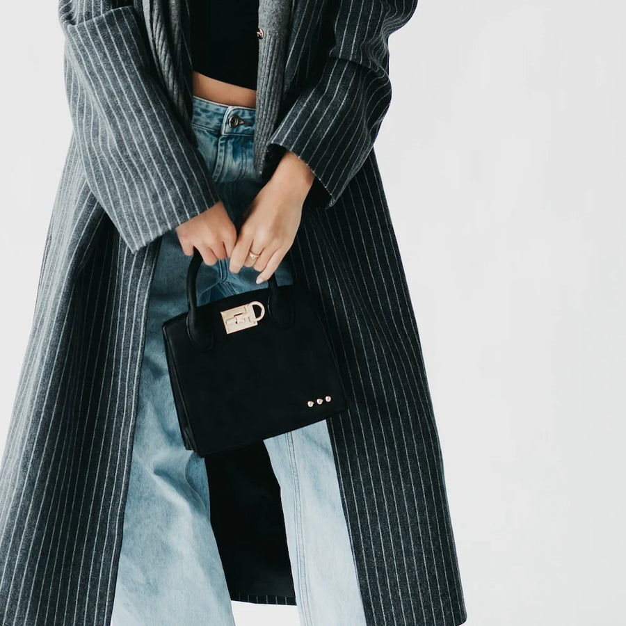 Nixie Nubuck Small Tote - Black