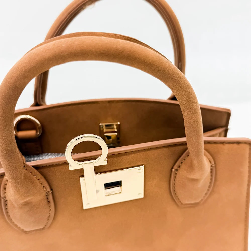 Nixie Nubuck Small Tote - Camel