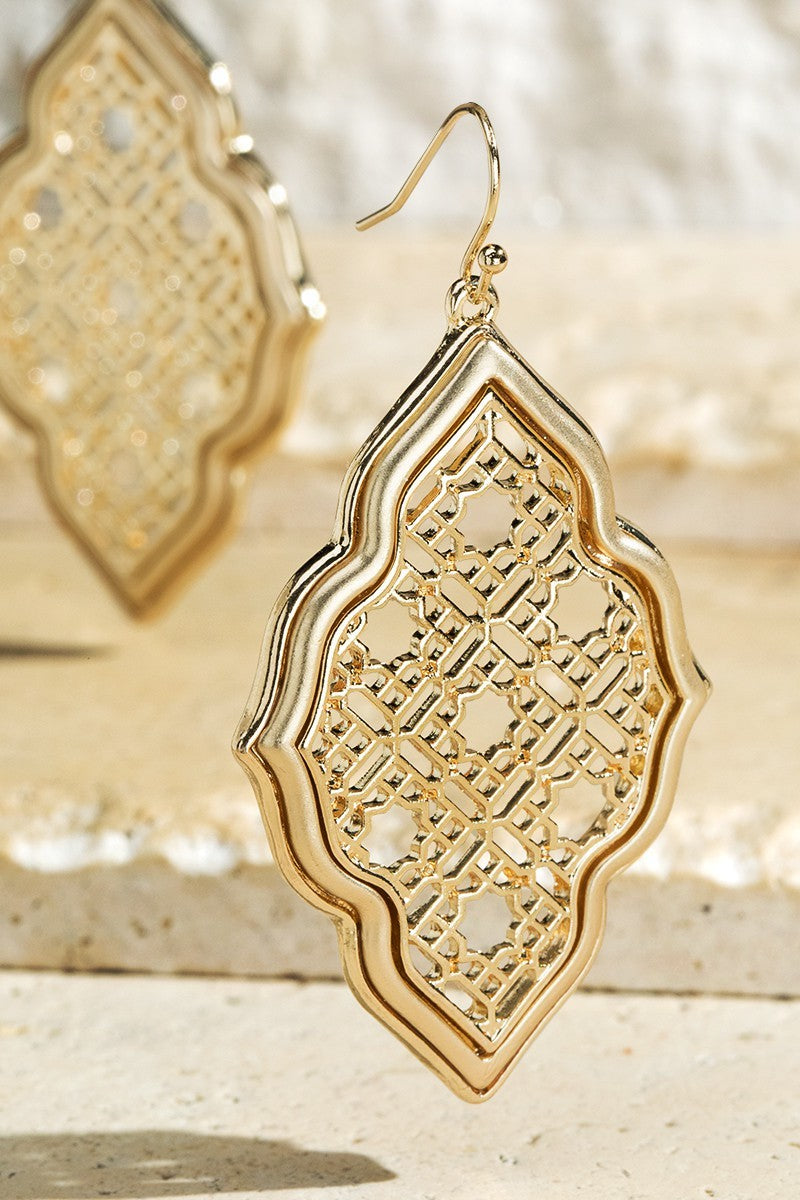Quatrefoil Filigree Dangle Drop Earrings