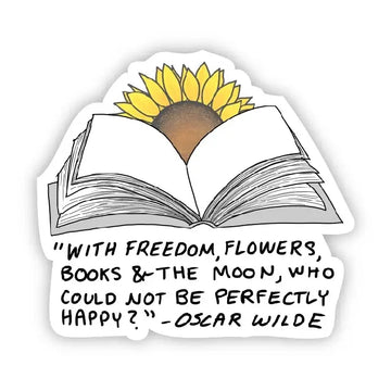 Freedom, Flowers and Books Sticker