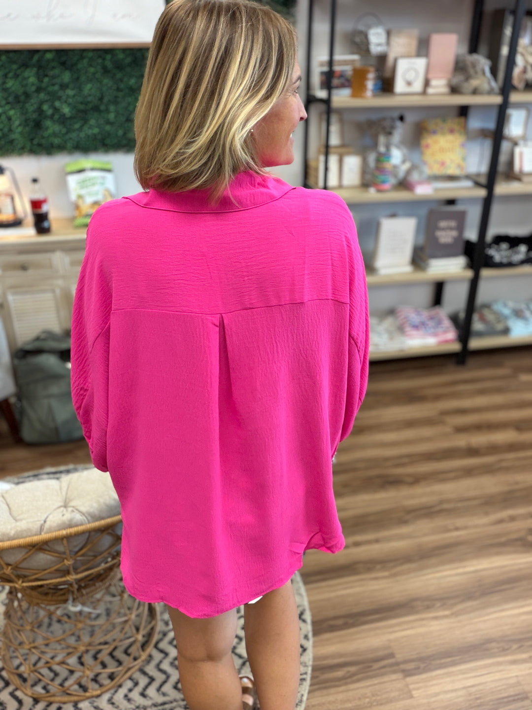 Sloane Button Up Top - Pink