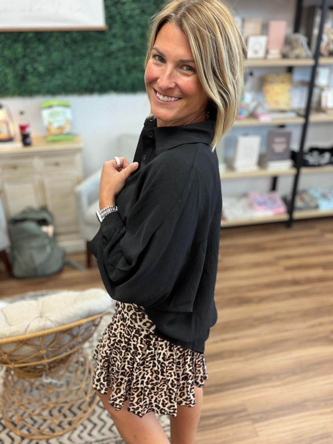 Sloane Button Up Top - Black