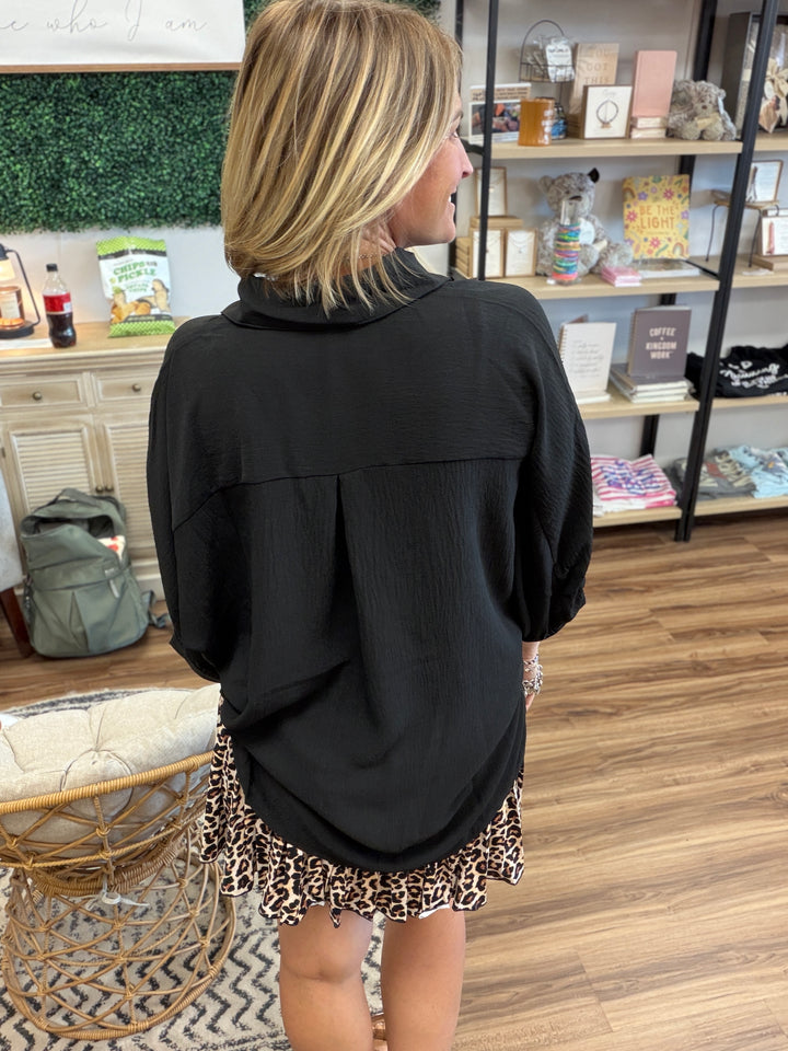 Sloane Button Up Top - Black