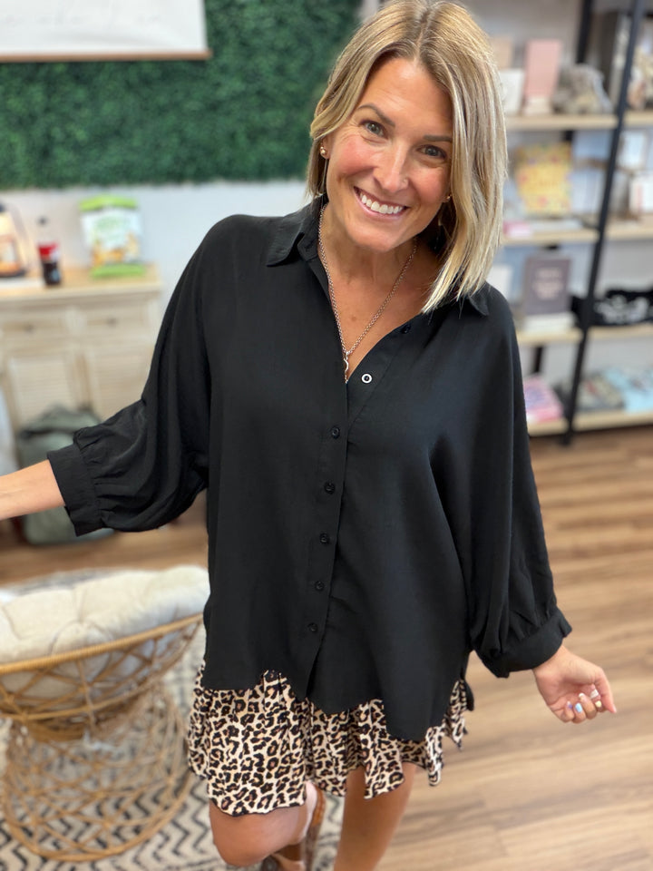 Sloane Button Up Top - Black