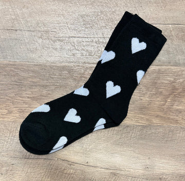 Black & White Heart Crew Socks