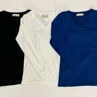 Microfiber V-Neck Long Sleeve Tee - Navy