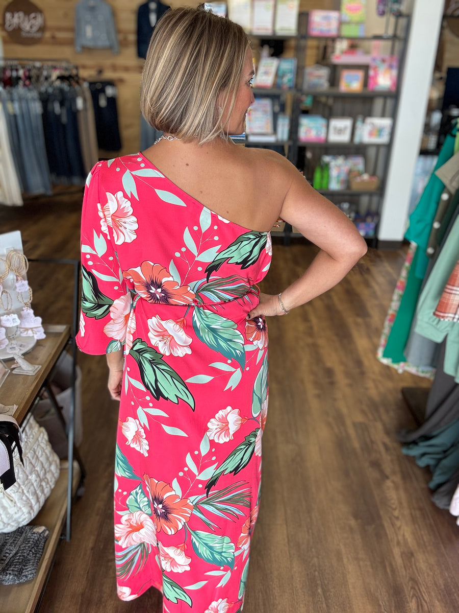 Party in Paradise One Shoulder Maxi Dress