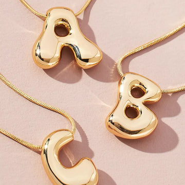 18K Waterdrop Gold Initial Necklace