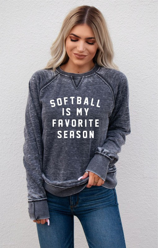 Softball is My Favorite Season Vintage Washed Sweatshirt