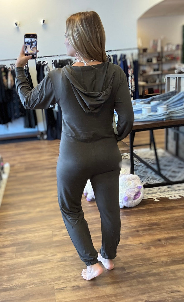 Karina - Long Sleeve Jumpsuit - Olive