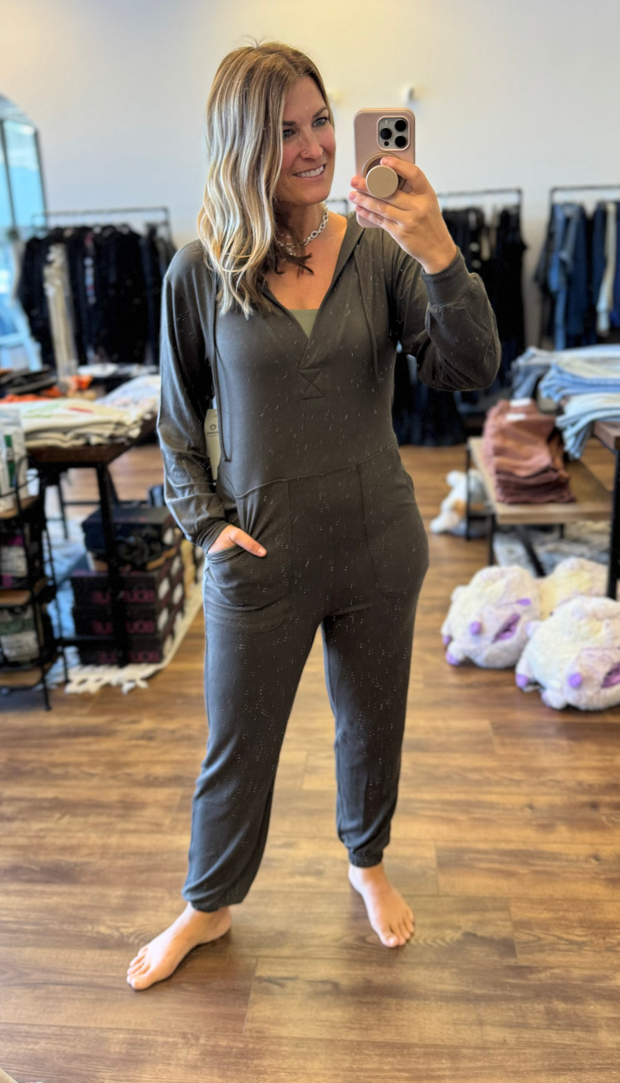 Karina - Long Sleeve Jumpsuit - Olive