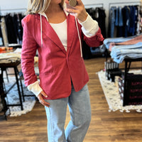 Linen Blazer with Hoodie