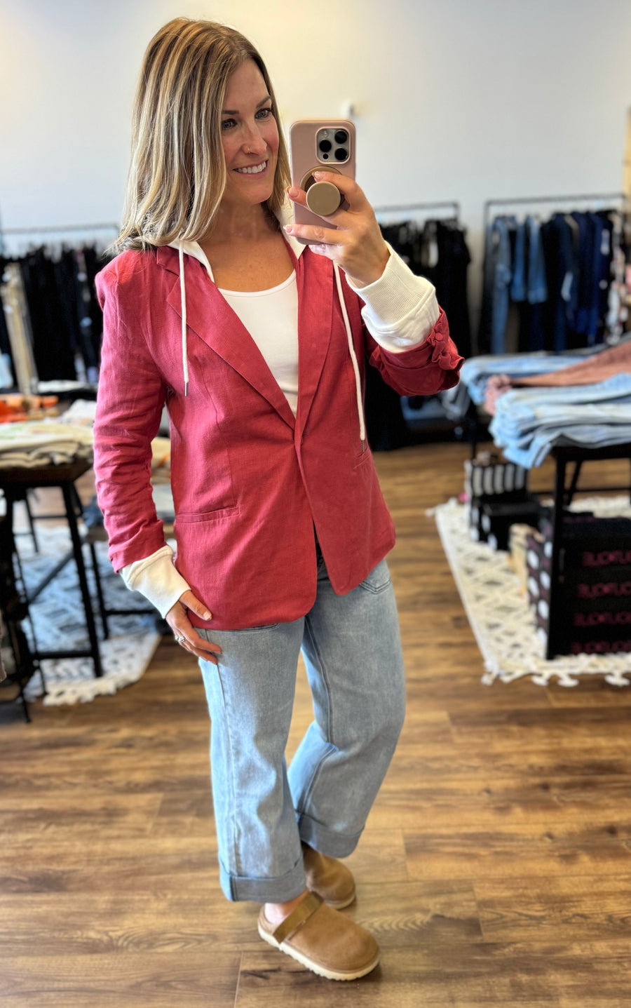 Linen Blazer with Hoodie