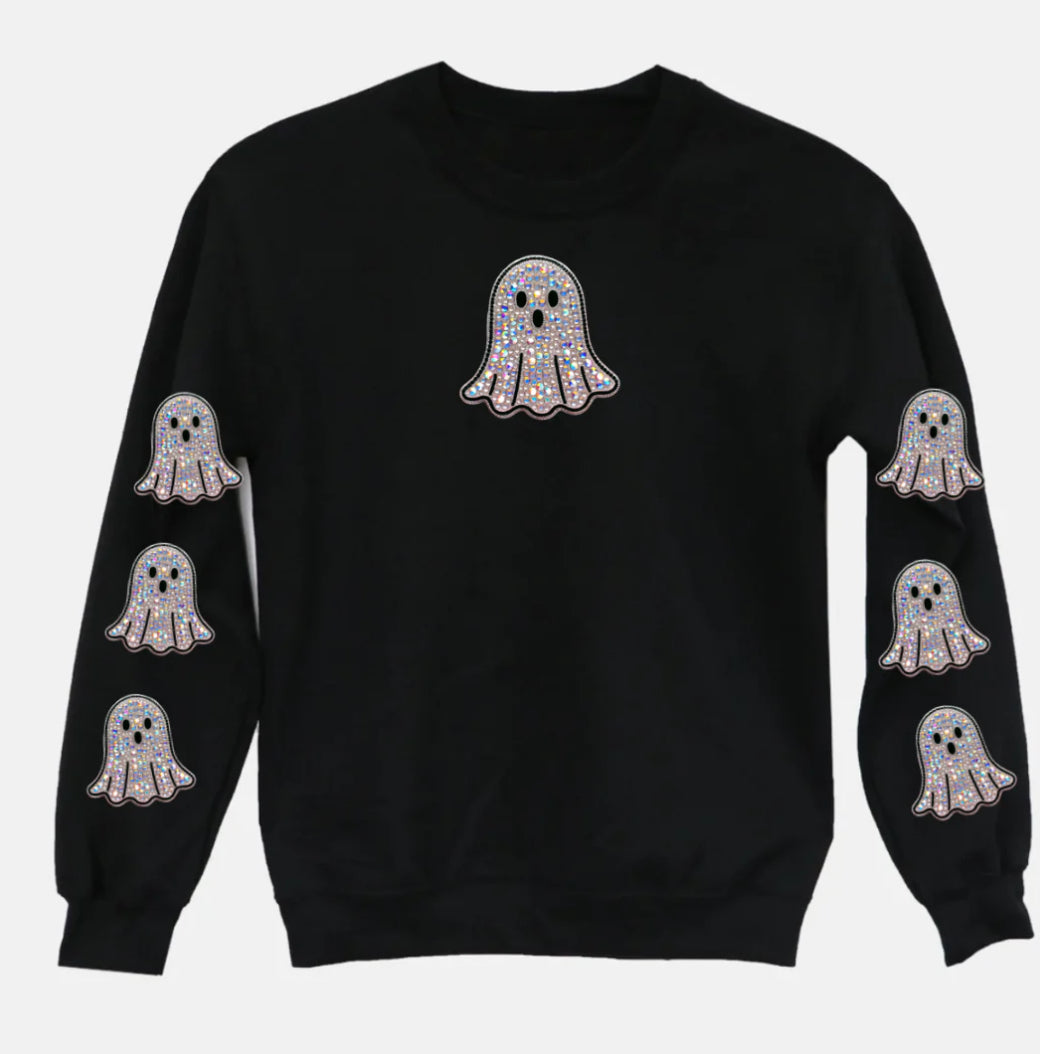 Faux Sparkly Patch Ghost Sweatshirt