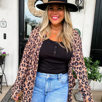 Cheetah Lola Waffle Knit Cardigan with Thumbholes