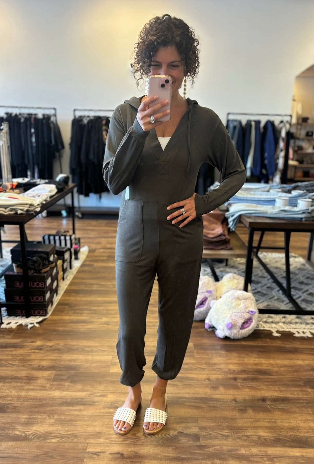 Karina - Long Sleeve Jumpsuit - Olive