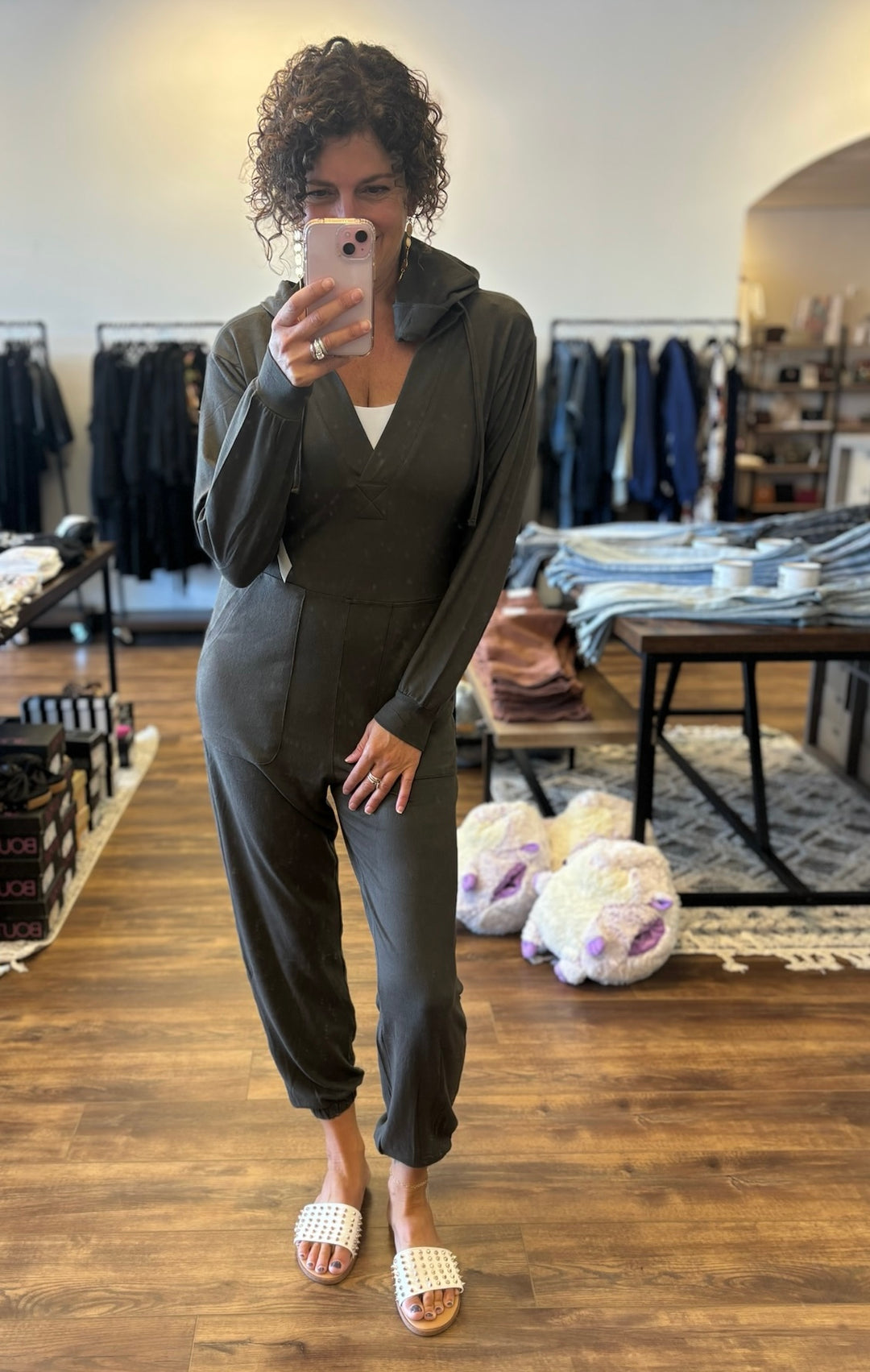 Karina - Long Sleeve Jumpsuit - Olive