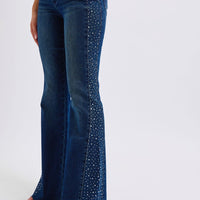 Judy Blue - Mid Rise Rhinestone Side Panel Flare