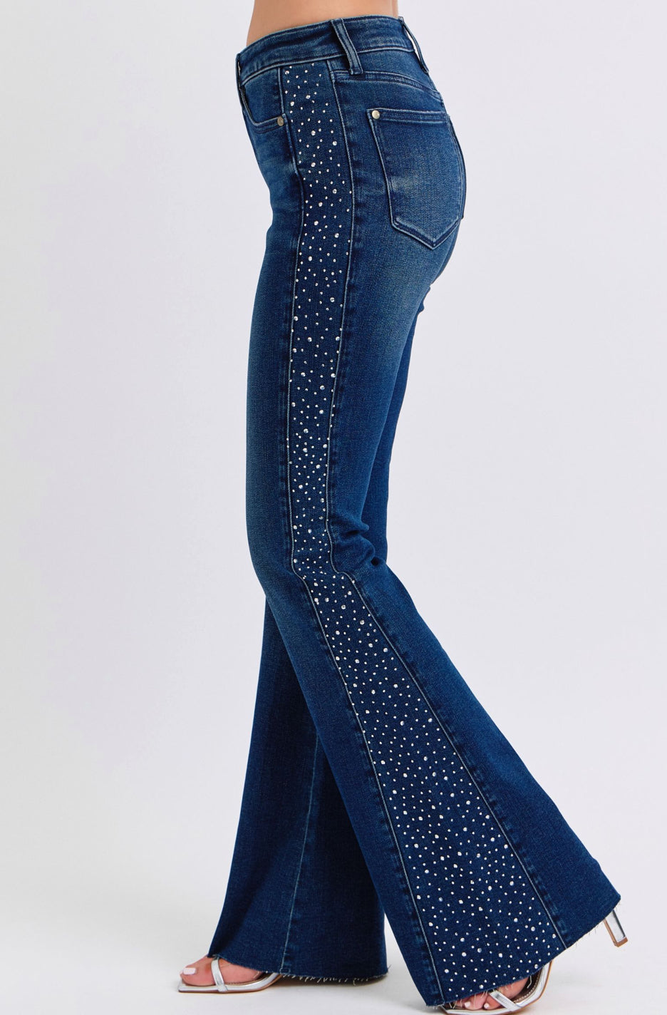 Judy Blue - Mid Rise Rhinestone Side Panel Flare