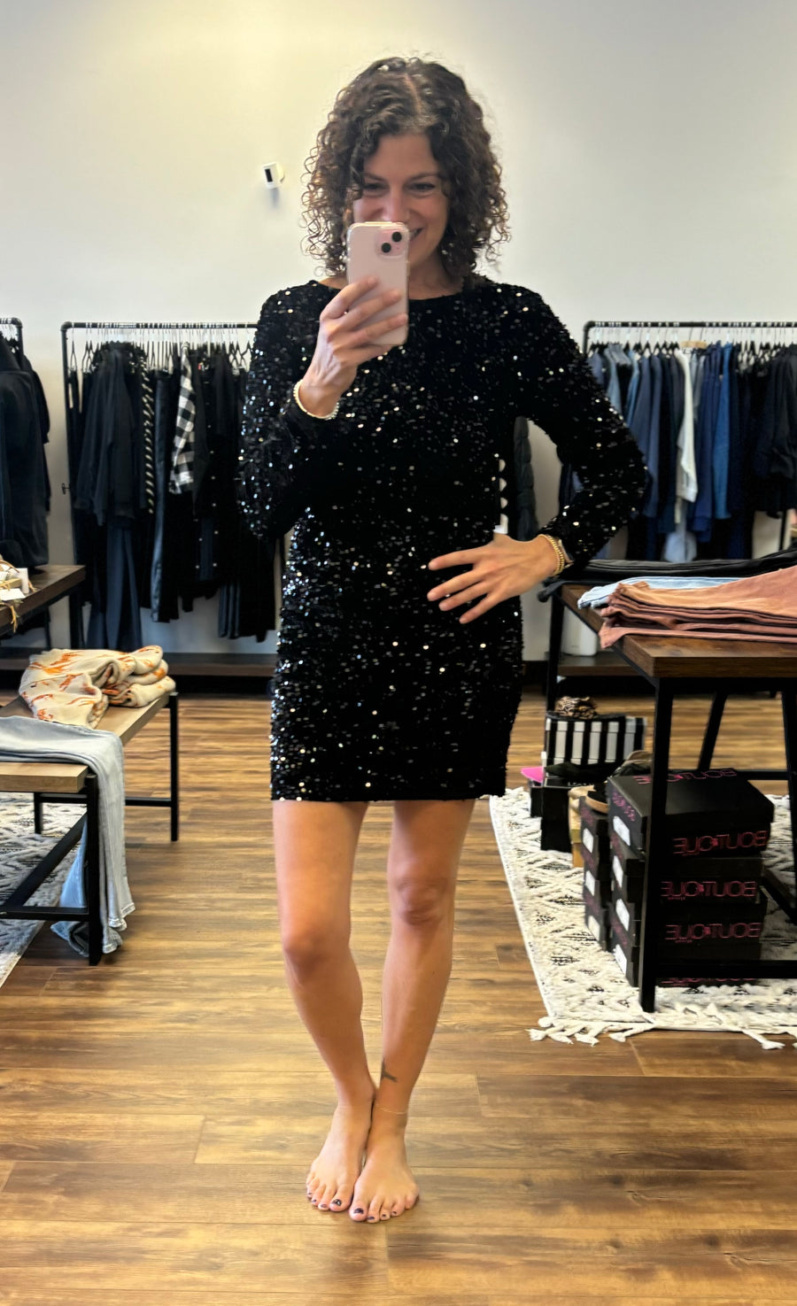 Crowd Pleaser Sequin Dress - Black