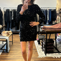 Crowd Pleaser Sequin Dress - Black