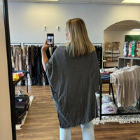 Madi - Asymmetrical Cowl Neck Poncho - Charcoal