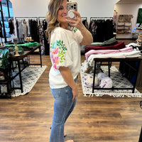 Bexley - White Floral Sleeve Top