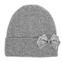 Rhinestone Bow Cuff Beanie