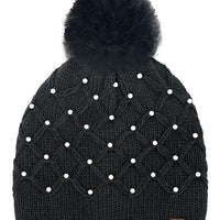 All Over Pearl Crochet Pom Beanie