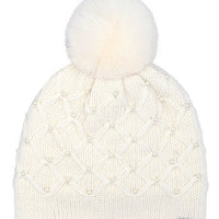 All Over Pearl Crochet Pom Beanie