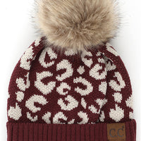 Leopard Fur Pom Beanie