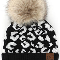 Leopard Fur Pom Beanie