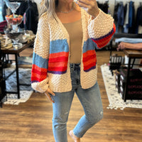 Charlotte Knit Cardigan - Red Stripe