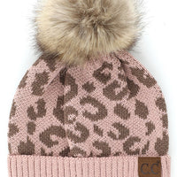 Leopard Fur Pom Beanie