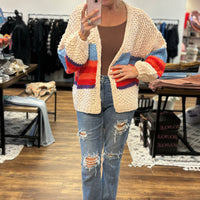 Charlotte Knit Cardigan - Red Stripe