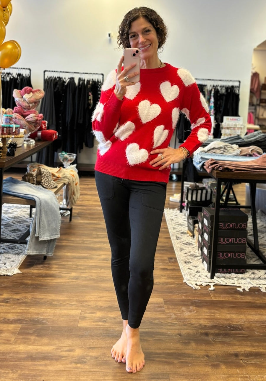 Simply Southern Fuzzy Hearts Sweater