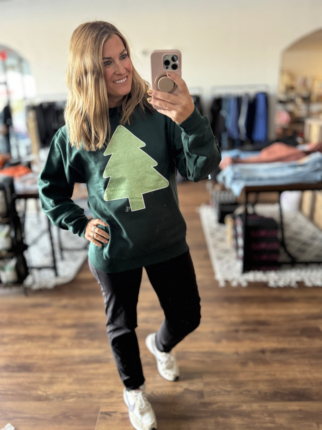 Mint Glitter Tree Sweatshirt