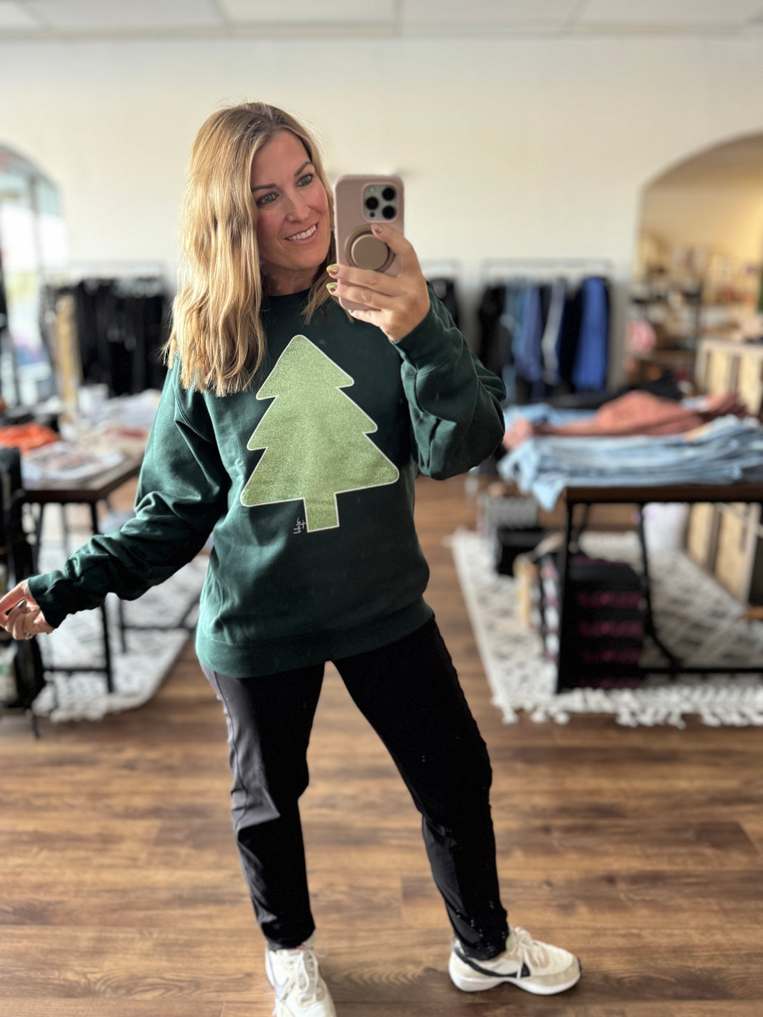 Mint Glitter Tree Sweatshirt