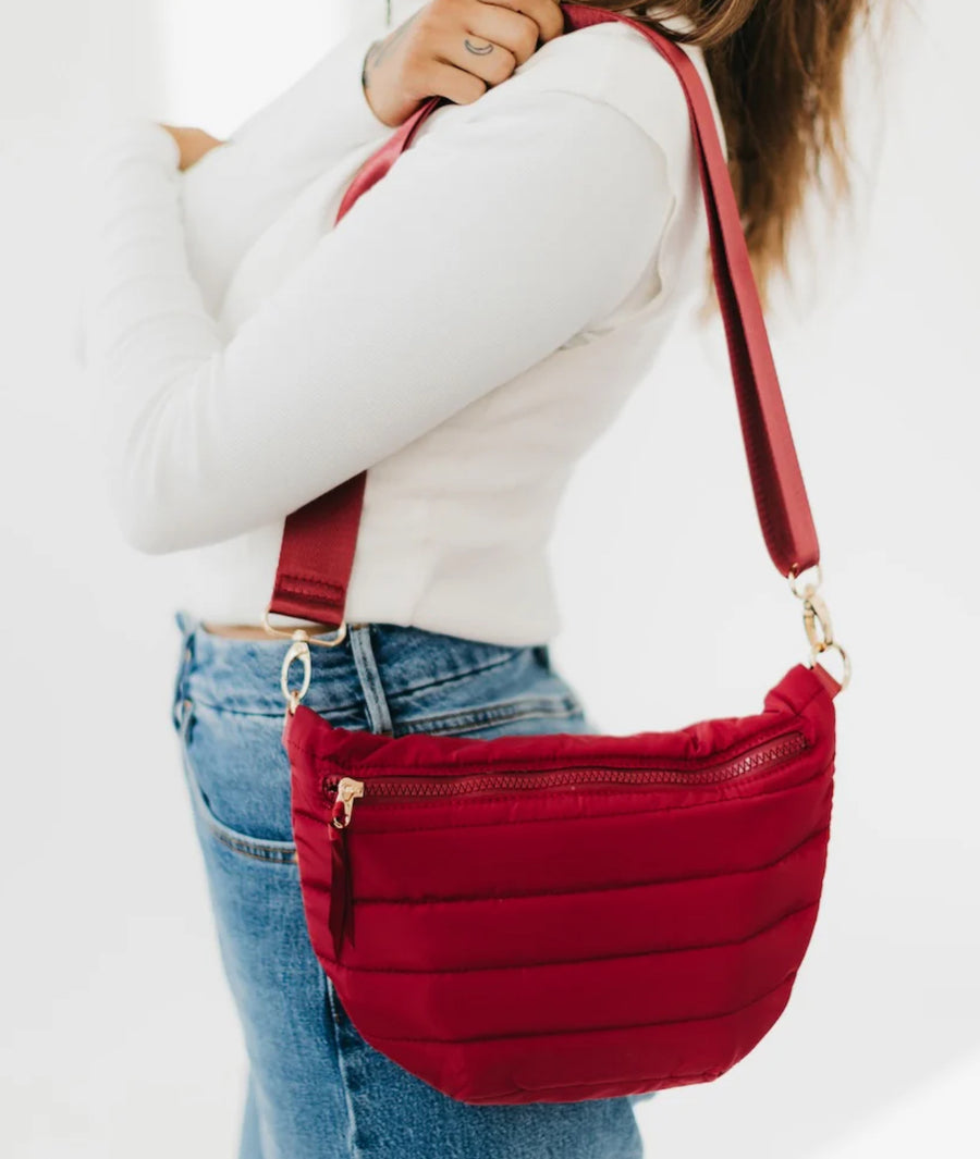 Jolie - Puffer Belt Bag - Crimson Red