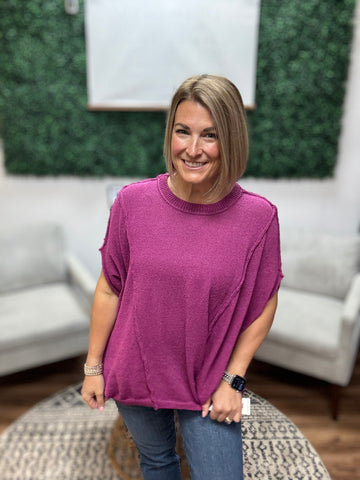 Drop Shoulder Relaxed Tunic - Plum