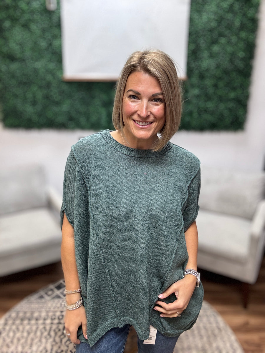 Drop Shoulder Relaxed Tunic - Ash Jade