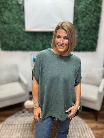 Drop Shoulder Relaxed Tunic - Ash Jade